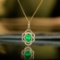 14k Gold 1.00 Ctw Vivid Green Natural Emerald & Diamond Necklace