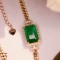 14k Gold 5.57 Ct Vivid Green Natural Emerald & Diamond Necklace