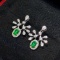 14k Gold 0.85 Ctw Vivid Green Natural Emerald & Diamond Earrings