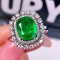 14k Gold 3.83 Ctw Vivid Green Natural Emerald & Diamond Ring