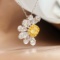 14k Gold 0.82 Ctw Natural Yellow Diamond & Diamond Pendant