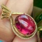 14k Gold 7.15 Ct Natural Tourmaline & Diamond Pendant