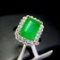 14k Gold 5.45 Ctw Vivid Green Natural Emerald & Diamond Ring/pendant