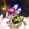 14k Gold 3.23 Ctw Natural Tourmaline & Diamond Ring
