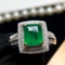 14k Gold 1.64 Ctw Vivid Green Natural Emerald & Diamond Ring
