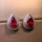 14k Gold 2.32 Ctw Vivid Red Natural Ruby & Diamond Earrings