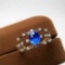 14k Gold 1.16 Ctw Vivid Blue Natural Sapphire & Diamond Ring