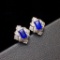14k Gold 1.04 Ctw Vivid Blue Natural Sapphire & Diamond Earrings