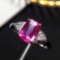 14k Gold 1.71 Ctw Natural Padparadscha Sapphire & Diamond Ring