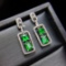 14k Gold 0.64 Ct Vivid Green Natural Emerald & Diamond Earrings