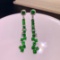 14k Gold 4.74 Ctw Vivid Green Natural Tsavorite & Diamond Earrings