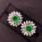 14k Gold 2.70 Ctw Vivid Green Natural Emerald & Diamond Earrings