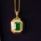 14k Gold 0.96 Ct Natural Emerald & Diamond Necklace