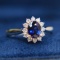 14k Gold 1.63 Ctw Natural Sapphire & Diamond Ring