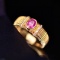 14k Gold 1.02 Ctw Natural Padparadscha Sapphire & Diamond Ring