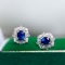 14k Gold 0.81 Ctw Natural Sapphire & Diamond Earrings