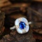 14k Gold 1.38 Ctw Natural Sapphire & Diamond Ring