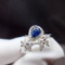 14k Gold 0.95 Ctw Vivid Blue Natural Sapphire & Diamond Ring