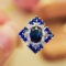14k Gold 1.61 Ctw Natural Sapphire & Diamond Ring