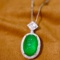 14k Gold 8.03 Ctw Vivid Green Natural Emerald & Diamond Pendant