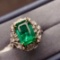 14k Gold 3.49 Ctw Vivid Green Natural Emerald & Diamond Ring/pendant