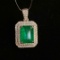 14k Gold 2.88 Ctw Vivid Green Natural Emerald & Diamond Pendant
