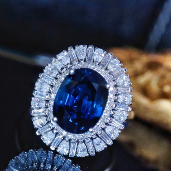 14k Gold 3.5 Ctw Natural Sapphire & Diamond Ring/pendant