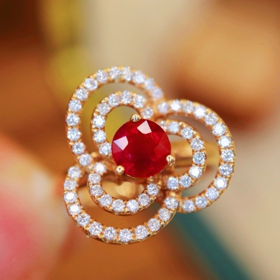 14k Gold 1.62 Ctw Natural Ruby & Diamond Ring