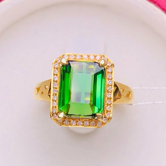 14k Gold 3.12 Ct Natural Tourmaline & Diamond Ring
