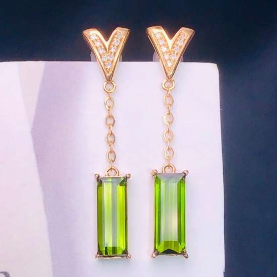 14k Gold 2.25 Ct Natural Tourmaline & Diamond Earrings
