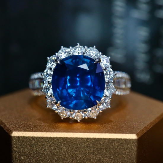 14k Gold 3.80 Ctw Natural Sapphire & Diamond Ring