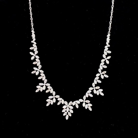 14k Gold 4 Ct Natural H Diamond Necklace