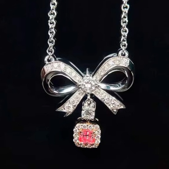 14k Gold 0.32 Ctw Natural Pink Diamond & Diamond Necklace
