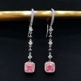 14k Gold 1.83 Ctw Natural Pink Diamond & Diamond Earrings