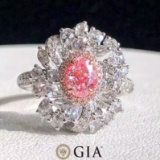 Gia Certified 14k Gold 1.53 Ctw Natural Pink Diamond & Diamond Ring
