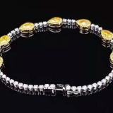 14k Gold 3.72 Ct Natural Yellow Diamond & Diamond Bracelet