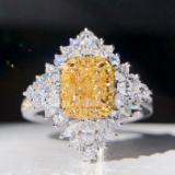 14k Gold 2.26 Ctw Natural Yellow Diamond & Diamond Ring/pendant