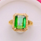 14k Gold 3.12 Ct Natural Tourmaline & Diamond Ring