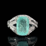 14k Gold 3.51 Ctw Natural Paraiba Tourmaline & Diamond Ring