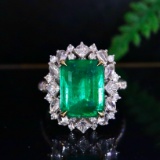 14k Gold 5.18 Ctw Vivid Green Natural Emerald & Diamond Ring/pendant