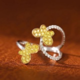 14k Gold 0.40 Ct Natural Yellow Diamond & Diamond Ring