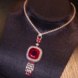 14k Gold 30.62 Ct Natural Tourmaline & Diamond Pendant
