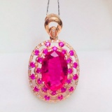 14k Gold 2.5 Ct Natural Tourmaline & Diamond Pendant