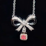 14k Gold 0.32 Ctw Natural Pink Diamond & Diamond Necklace