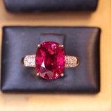 14k Gold 4.53 Ct Natural Tourmaline & Diamond Ring