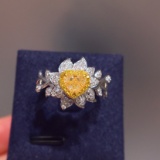 14k Gold 0.51 Ct Natural Yellow Diamond & Diamond Ring