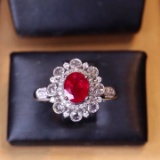 14k Gold 0.82 Ct Vivid Red Natural Ruby & Diamond Ring