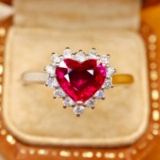 14k Gold 1.62 Ctw Natural Ruby & Diamond Ring/pendant