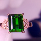 14k Gold 3.75 Ct Natural Tourmaline & Diamond Ring