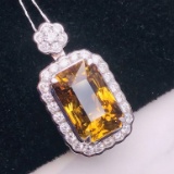 14k Gold 8.7 Ct Natural Chrysoberyl & Diamond Pendant